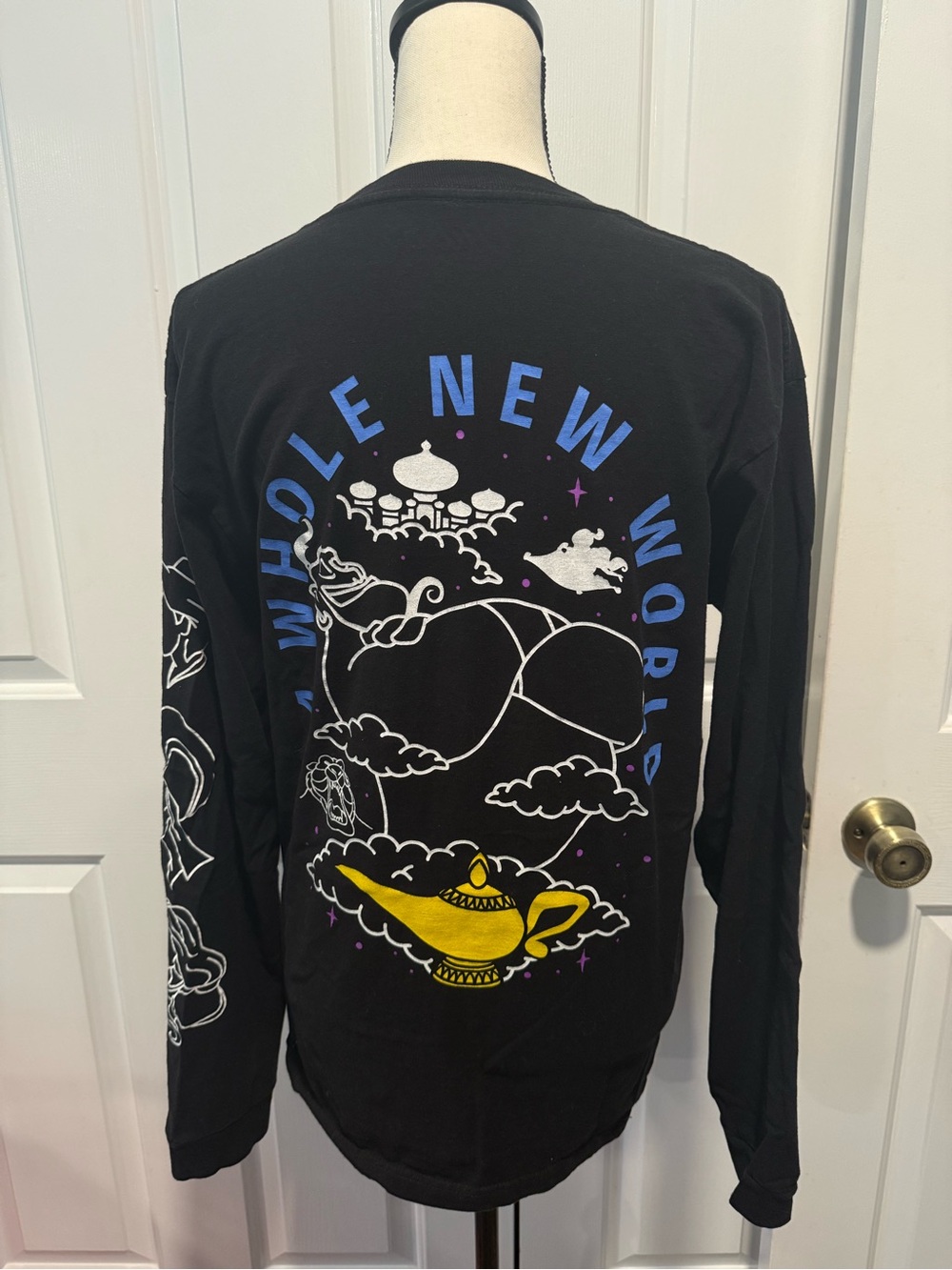 Club 55 Women’s Black Aladdin Lamp Graphic Long Sleeve Tee Shirt